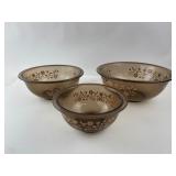 Pyrex Friendship Pattern Smoked Glass Mixing Bowls