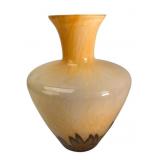 Hand-Blown Art Glass Vase with Pulled Feather Base