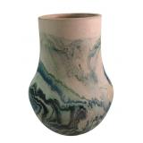 VTG Nemadji Pottery Blue and Green Swirl Vase