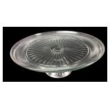 Pressed Glass Ribbed Pattern Cake Stand