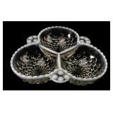 Fenton Style Hobnail Opalescent Glass Relish Dish
