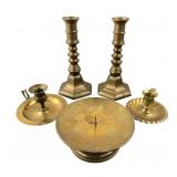 Assorted Brass Candlestick and Taper Holder Group