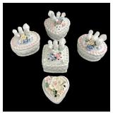 Porcelain Bird and Floral Potpourri Box Set