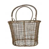 Vintage Brass Wire Mesh Basket with Coil Handles