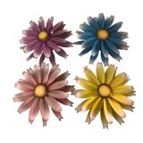 Set of 4 Two-Tier Floral Metal Wall Wind Spinners