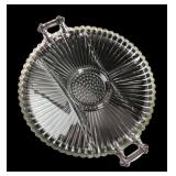 Pressed Glass Divided Serving Tray with Handles