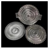 Set of 3 Pressed Glass Serving Plates