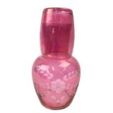 Cranberry Glass Tumble-Up Nightstand Carafe Set
