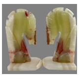 Pair of Carved Onyx Horse Head Bookends