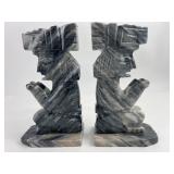 Pair of Carved Marble Mayan Style Bookends