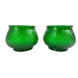 E.O. Brody Co. Green Glass Scalloped Vases, Pr.