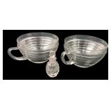 Pressed Glass Ribbed Cups and Miniature Perfume Bo