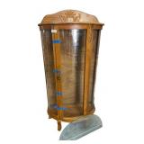 Oak Curio Cabinet with Curved Glass Door