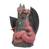 Unmarked Dragon and Castle Ceramic Figurine
