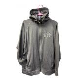 Gray Zip-Up Hooded Performance Jacket with Cat
