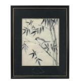 Chinese Ink Wash Painting of Sparrow and Bamboo