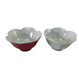 Japan Porcelain Scalloped Flower Bowls, Pr.