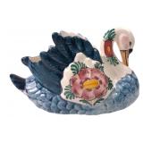 Delft Polychrome Hand-Painted Swan Planter