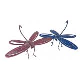 Pr. Painted Metal Dragonfly Garden Sculptures