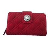 Vera Bradley Quilted Red Fabric Turn-Lock Wallet