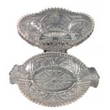 Pressed Glass Footed Bowl and Divided Dish Set