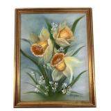 Wilson Signed Daffodil Still Life Oil on Canvas