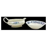 Japan Blue Onion Porcelain Bowl and Creamer