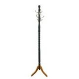 Turned and Barley Twist Wood Coat Rack