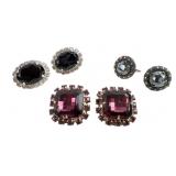 Pr. Vintage Rhinestone and Hematite Earrings