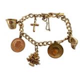 Monet Gold-Tone Charm Bracelet with Six Charms