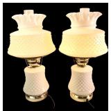 Hobnail Milk Glass Hurricane Table Lamp