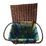 Woven Wicker Picnic Basket with Plastic Tumblers