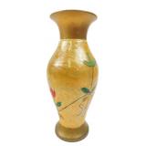 VTG Enameled Brass Vase with Floral Motif