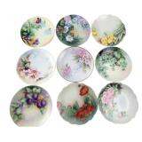 Set of 9 Hand-Painted Bavarian Porcelain Plates