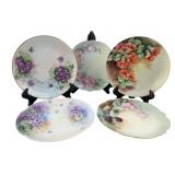 Set of 5 Hand-Painted Bavarian Porcelain Plates