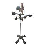 Cast Iron Rooster Weather Vane on Stand