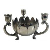 Silverplate Lotus Flower Frog and Candelabra