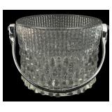 French Pressed Glass Ice Bucket with Chrome Handle