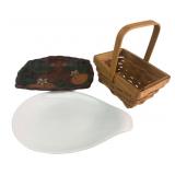Longaberger Basket and Decorative Serving Trays