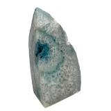 Polished Blue Agate and Quartz Geode Specimen