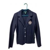 Lauren Ralph Lauren Navy Cotton Knit Crest Blazer