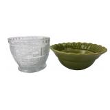 California USA L56 Ceramic Bowl and Pressed Glass