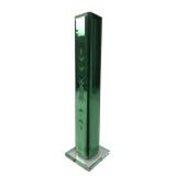 Green Mirrored Glass Bud Vase with Floral Etching