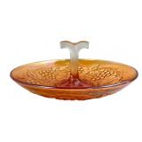 Carnival Glass Grape and Cable Center Handle Tray