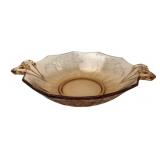 Depression Glass Amber Two-Handled Bowl