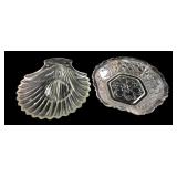 Pressed Glass Shell and Floral Pattern Dishes