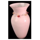 FTD Pink Cased Glass Vase with Beaded Wire Wrap