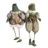 Pair of Folk Art Style Stuffed Frog Figures