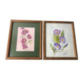 LaVon Signed Floral Watercolor Paintings, Pr.