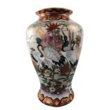 Japanese Satsuma Style Porcelain Crane Vase
